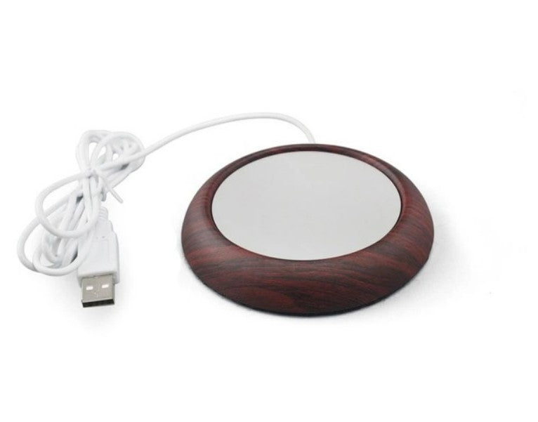 Dark Wood Grain USB Cup Warmer Mug Mat Heater Mugs Coaster_0